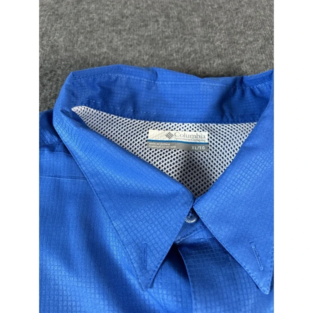 Columbia Bahama PFG‎ Mens Shirt XL Blue Omni-Shield Vented Lined
